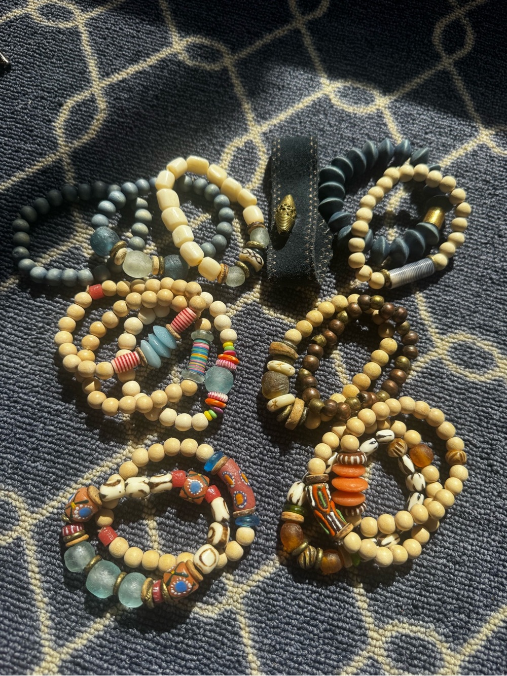 Twine and Twig Bundle Beaded Bracelet Set in Natural Beige & Multicolor